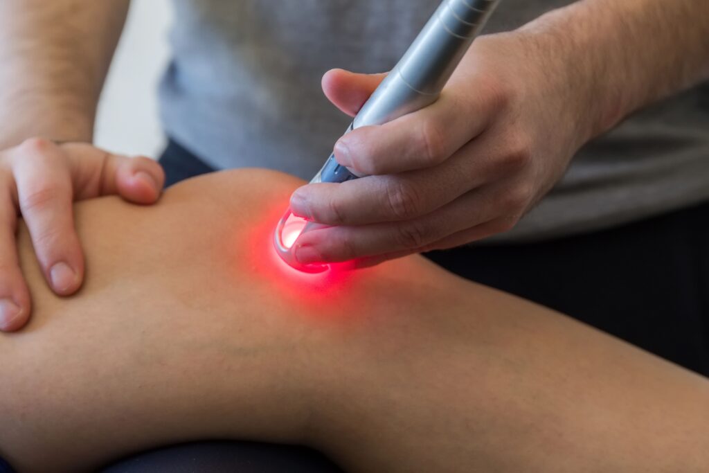 Laser therapy on knee