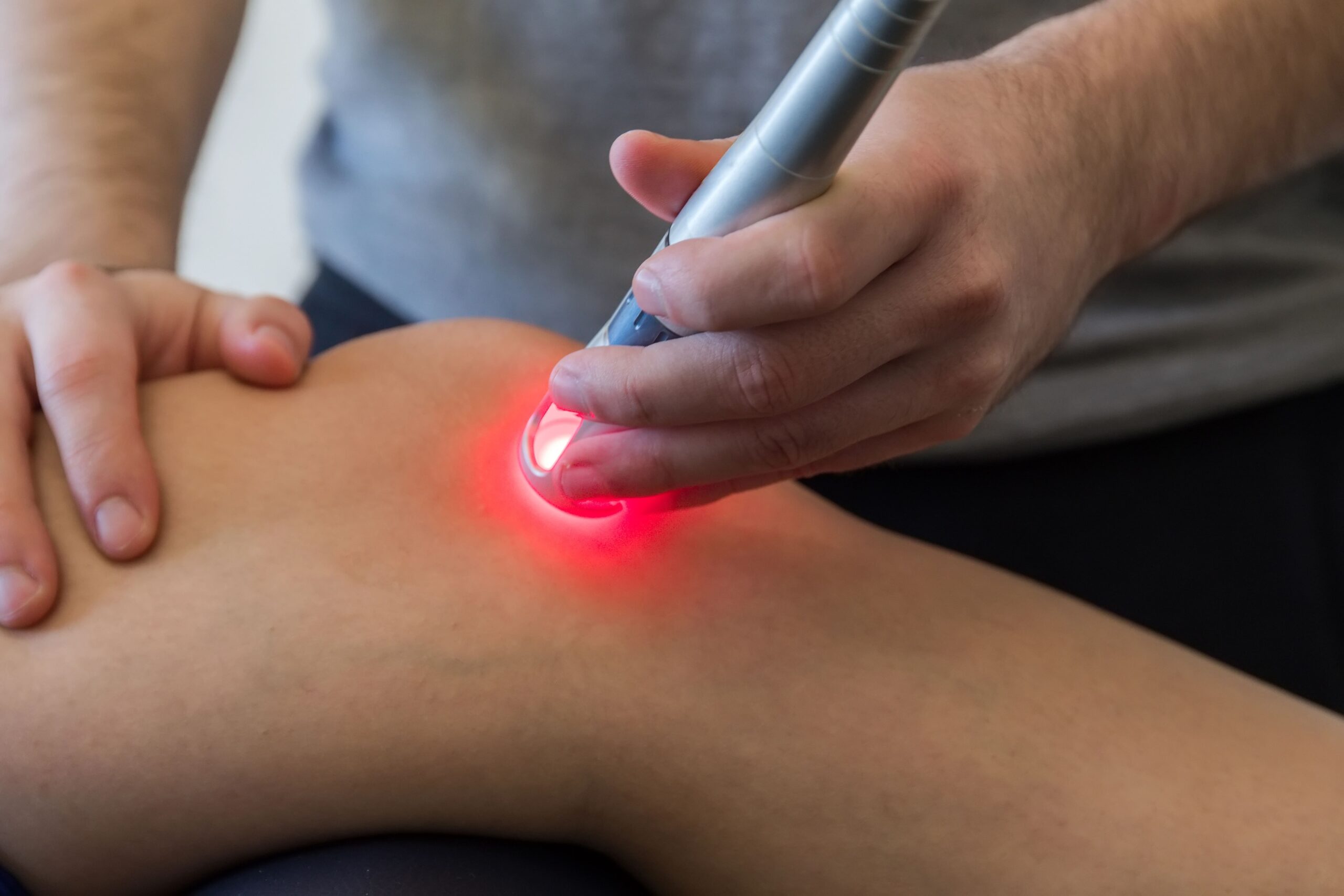 Laser therapy on knee